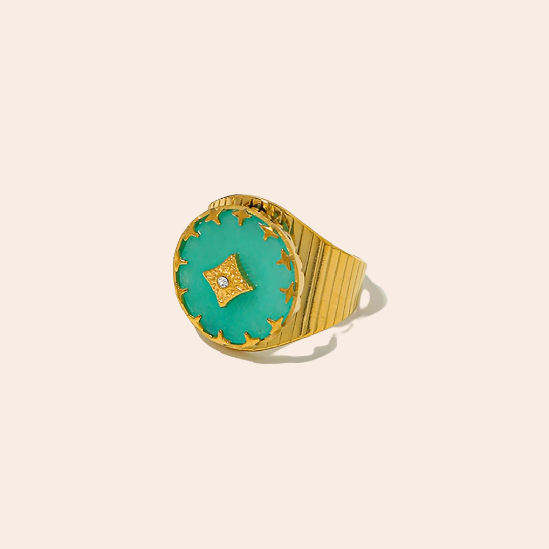 Anel Elegance Turquesa Africana 18K