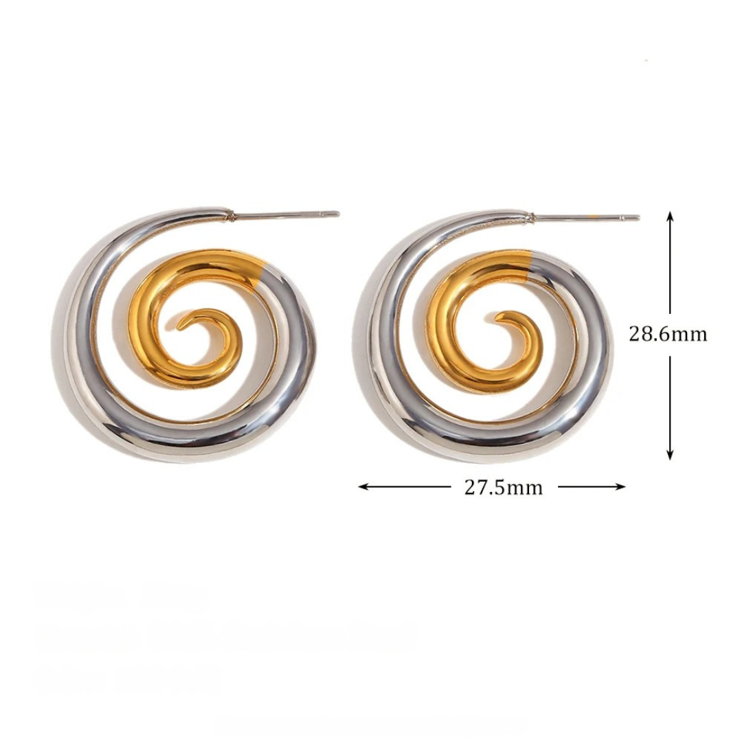 Brincos Espiral Dourado Luxo 18K
