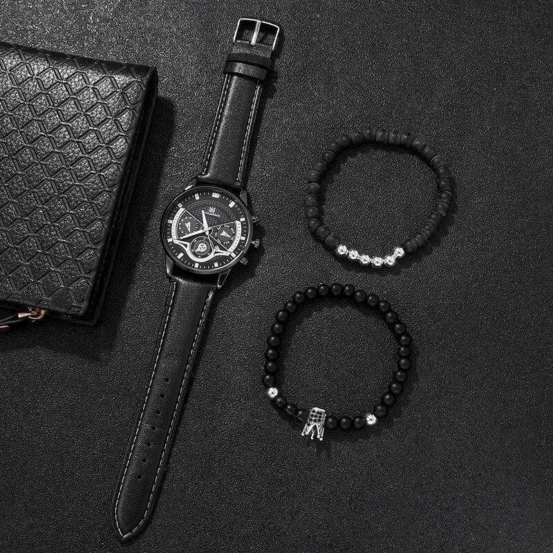 Conjunto Elegance Chrono – Relógio e Pulseiras de Luxo