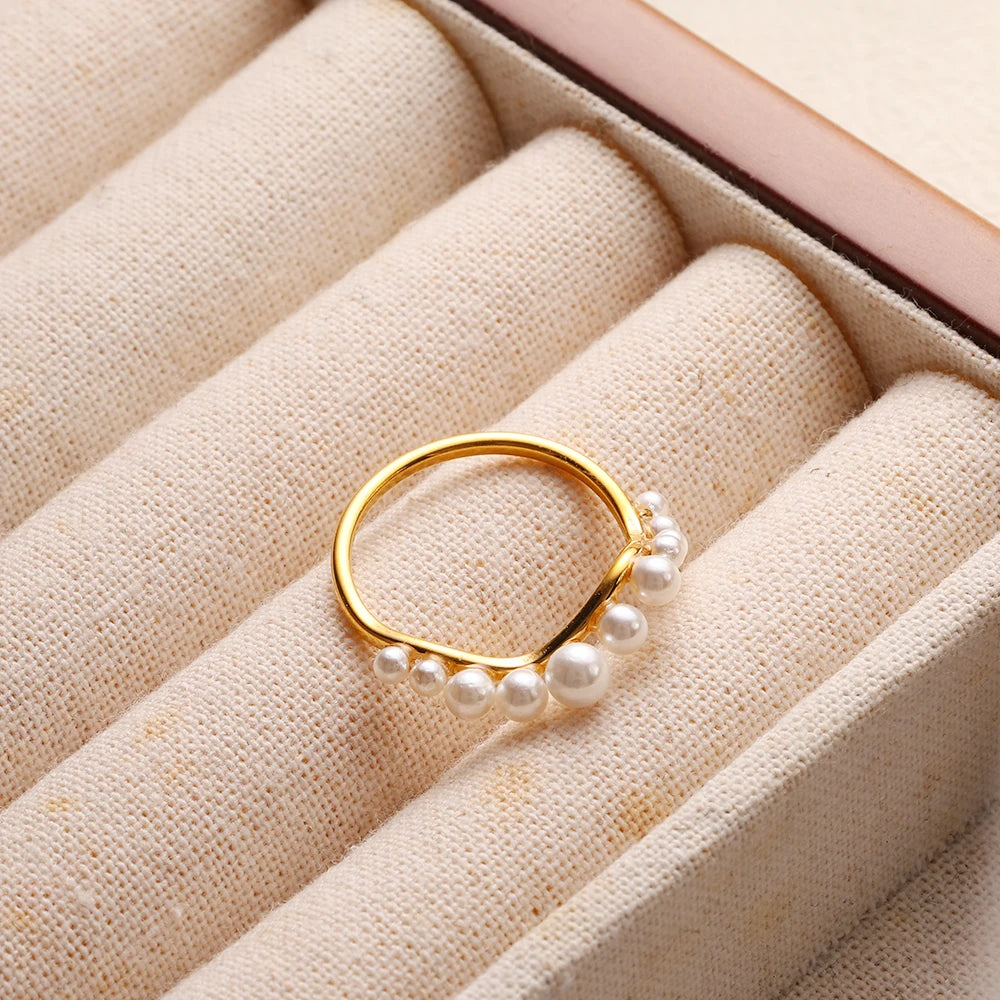 Jinhui-Anel de dedo de aço inoxidável minimalista para mulheres, joia impermeável, cor dourada, simples e moderno, elegante e luxuoso