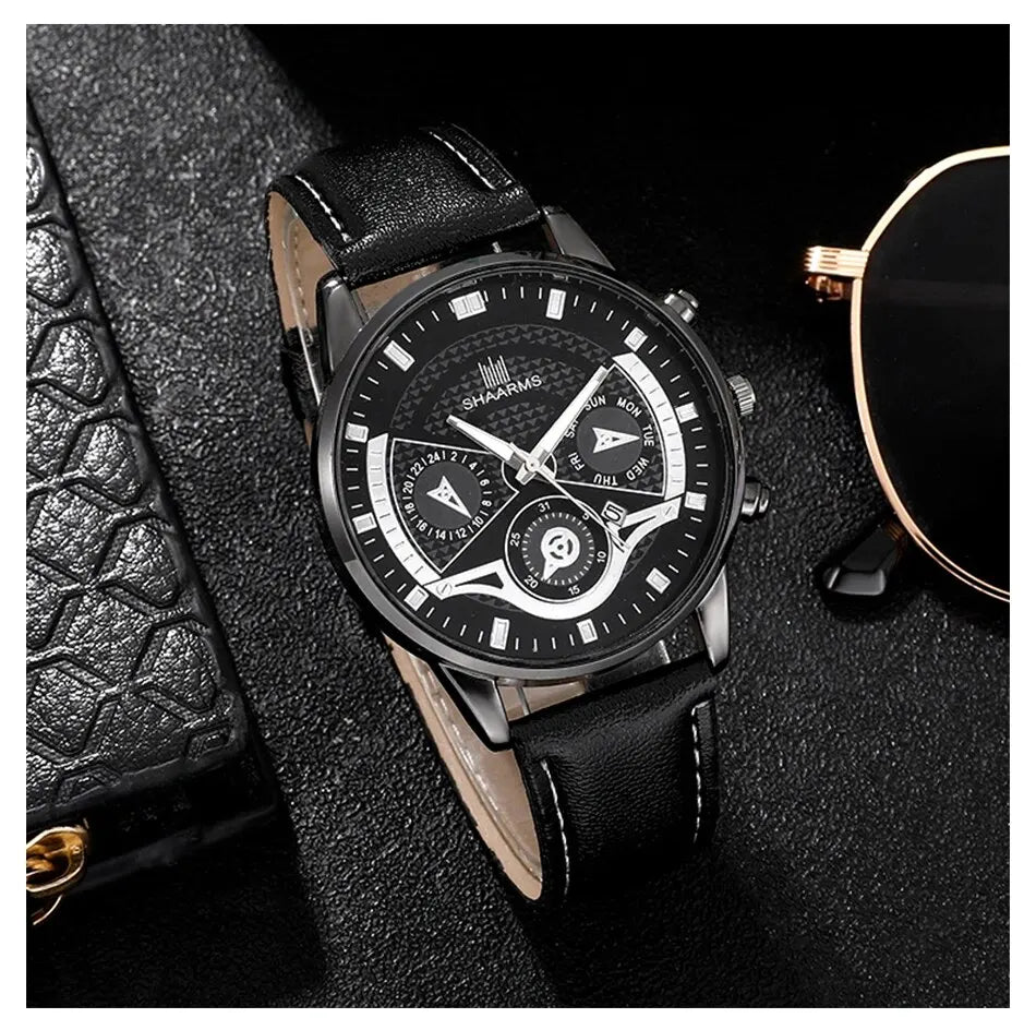 Conjunto Elegance Chrono – Relógio e Pulseiras de Luxo