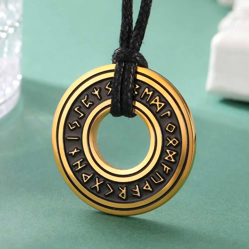 LIKGREAT Vintage Nordic Rune Colares para Homens Aço Inoxidável Norse Runes Viking Jewerly Pagan Elder Futhark Pingente Amuleto