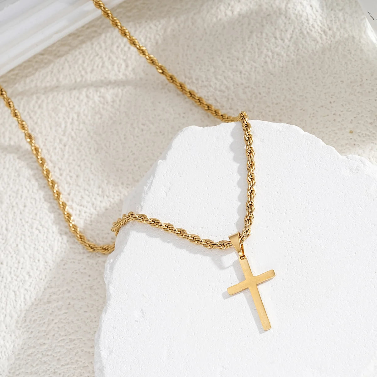 Novo aço inoxidável cruz pingente colar para homens mulheres minimalista cor de ouro jóias masculino feminino colares gargantilhas presentes 2024
