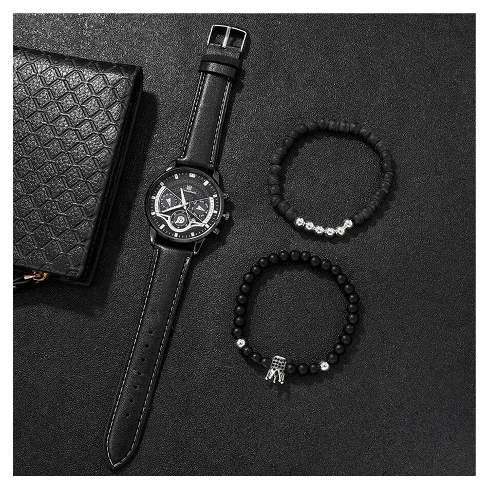 Conjunto Elegance Chrono – Relógio e Pulseiras de Luxo