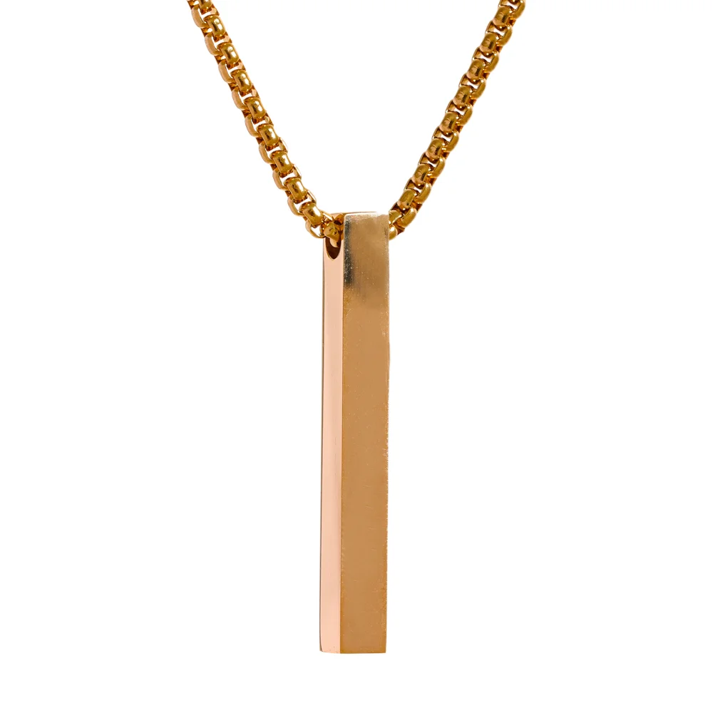 Yhpup-Colar com pingente de aço inoxidável impermeável masculino, joia clássica punk minimalista, prata dourada e cor preta, colar quadrado longo, diário