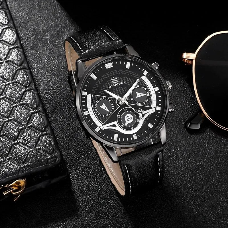 Conjunto Elegance Chrono – Relógio e Pulseiras de Luxo