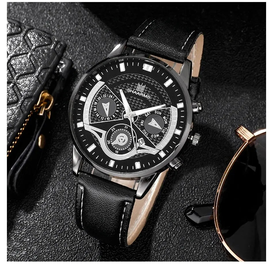 Conjunto Elegance Chrono – Relógio e Pulseiras de Luxo