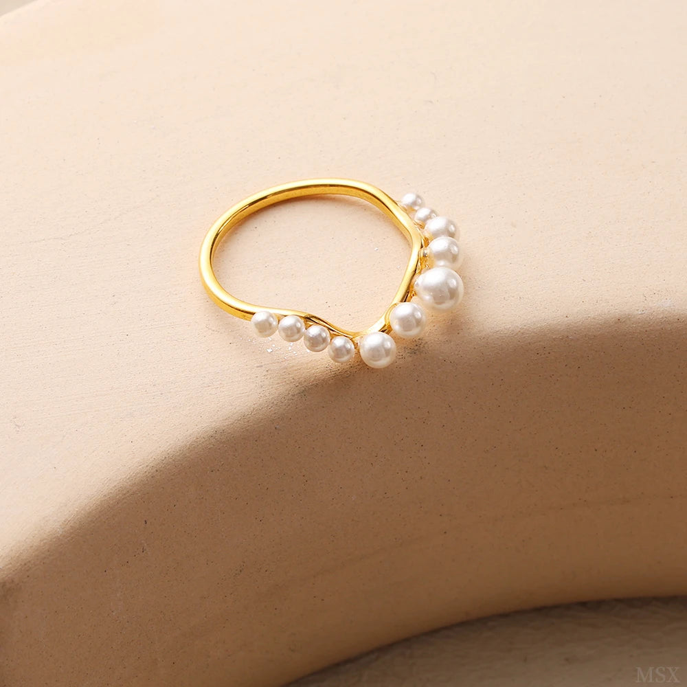 Jinhui-Anel de dedo de aço inoxidável minimalista para mulheres, joia impermeável, cor dourada, simples e moderno, elegante e luxuoso