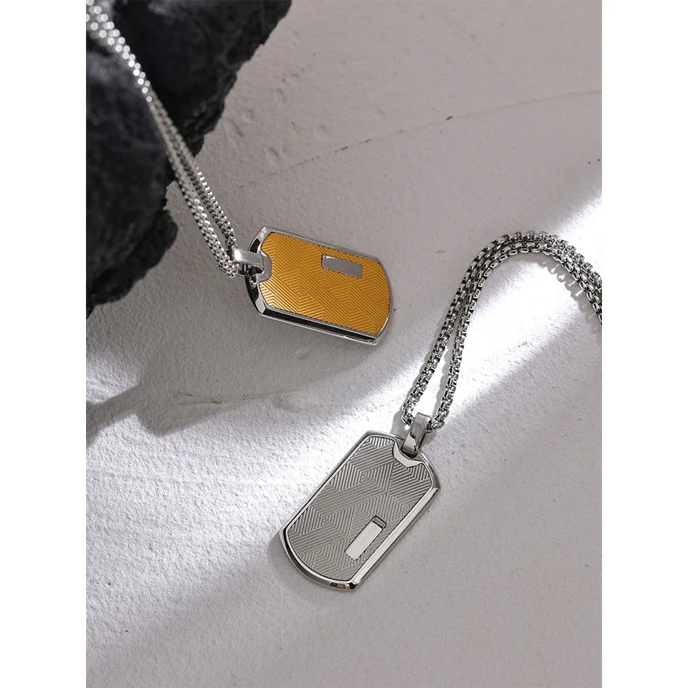 Yhpup-Colar com pingente quadrado de aço inoxidável, joias masculinas para camisas, camisola, cor dourada e prata, alta qualidade, presente