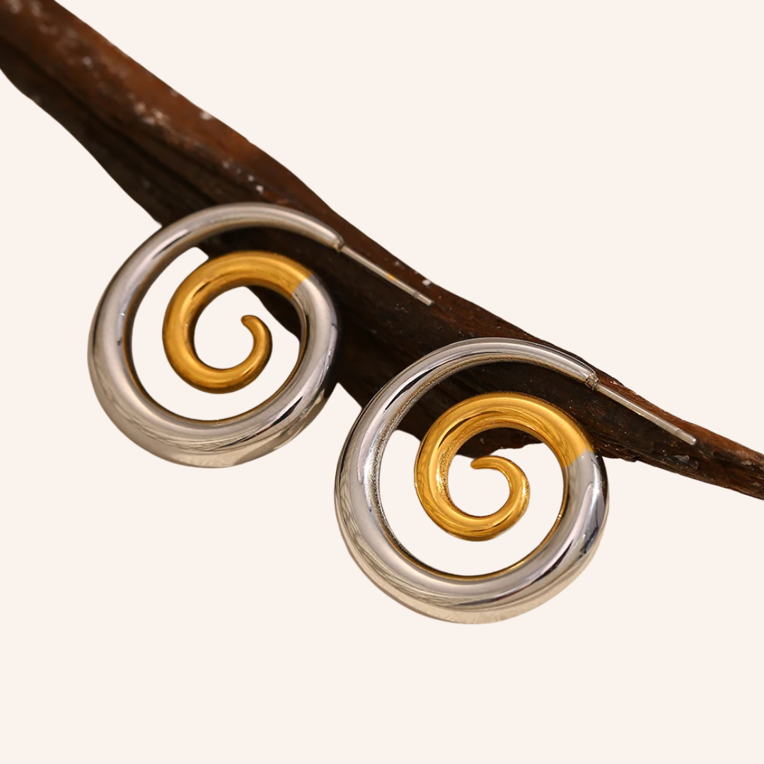 Brincos Espiral Dourado Luxo 18K