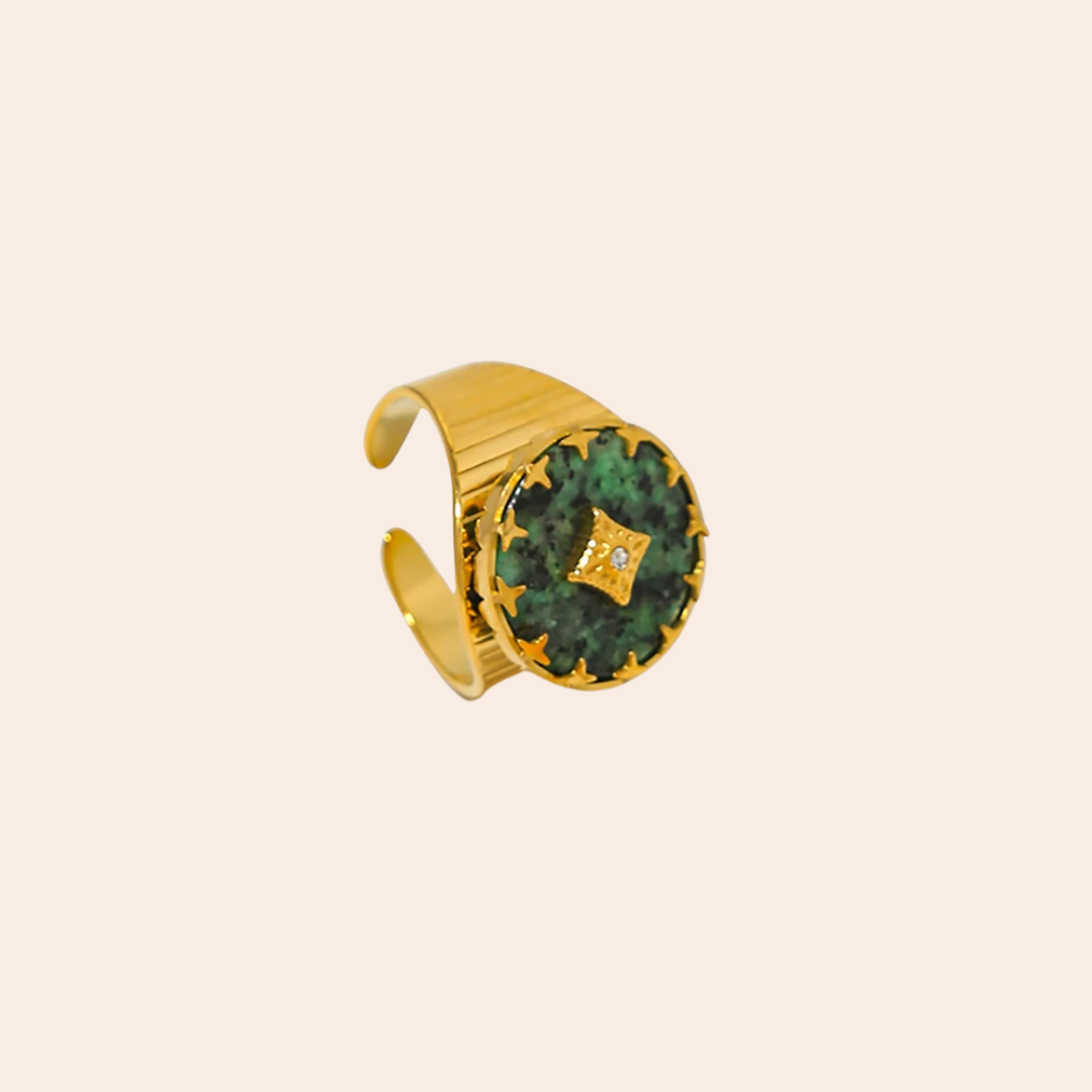 Anel Elegance Turquesa Africana 18K