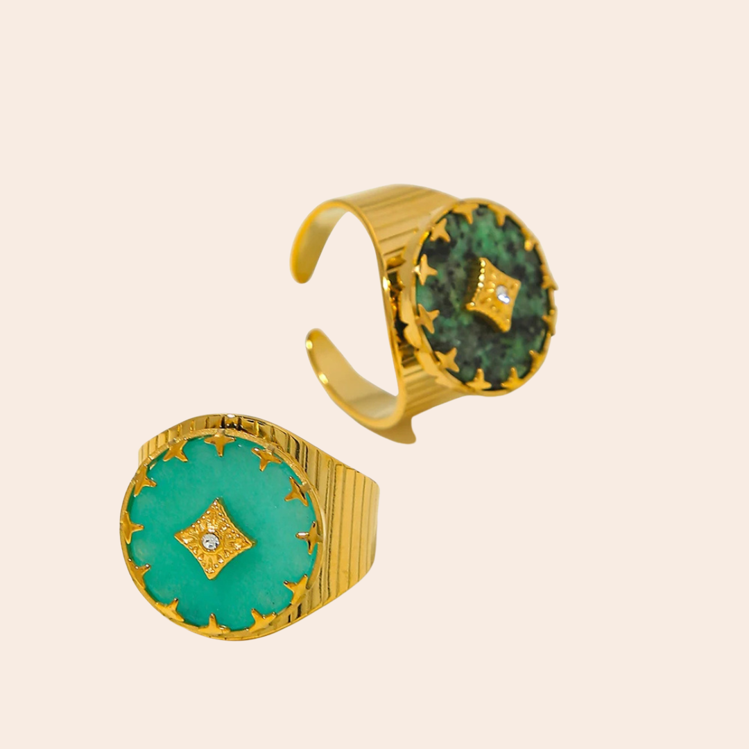 Anel Elegance Turquesa Africana 18K