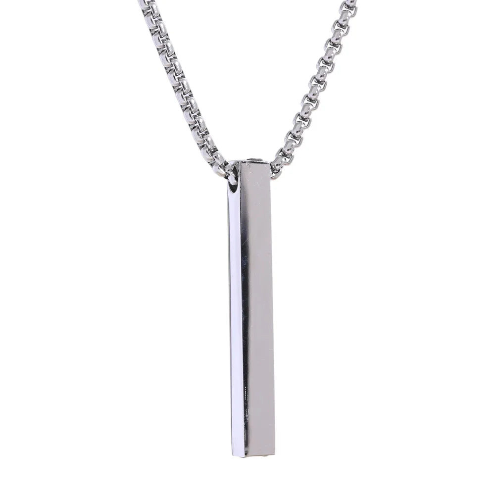 Yhpup-Colar com pingente de aço inoxidável impermeável masculino, joia clássica punk minimalista, prata dourada e cor preta, colar quadrado longo, diário