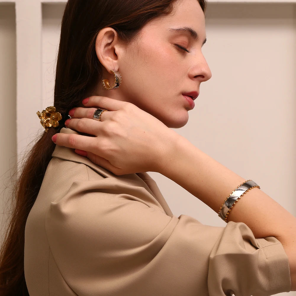 La. Muses Bead Edge Suave Ouro Prata Aço Inoxidável Pulseira Feminina Tendência À Prova D 'Água Jóias Presente Acessório