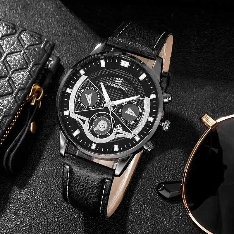 Conjunto Elegance Chrono – Relógio e Pulseiras de Luxo