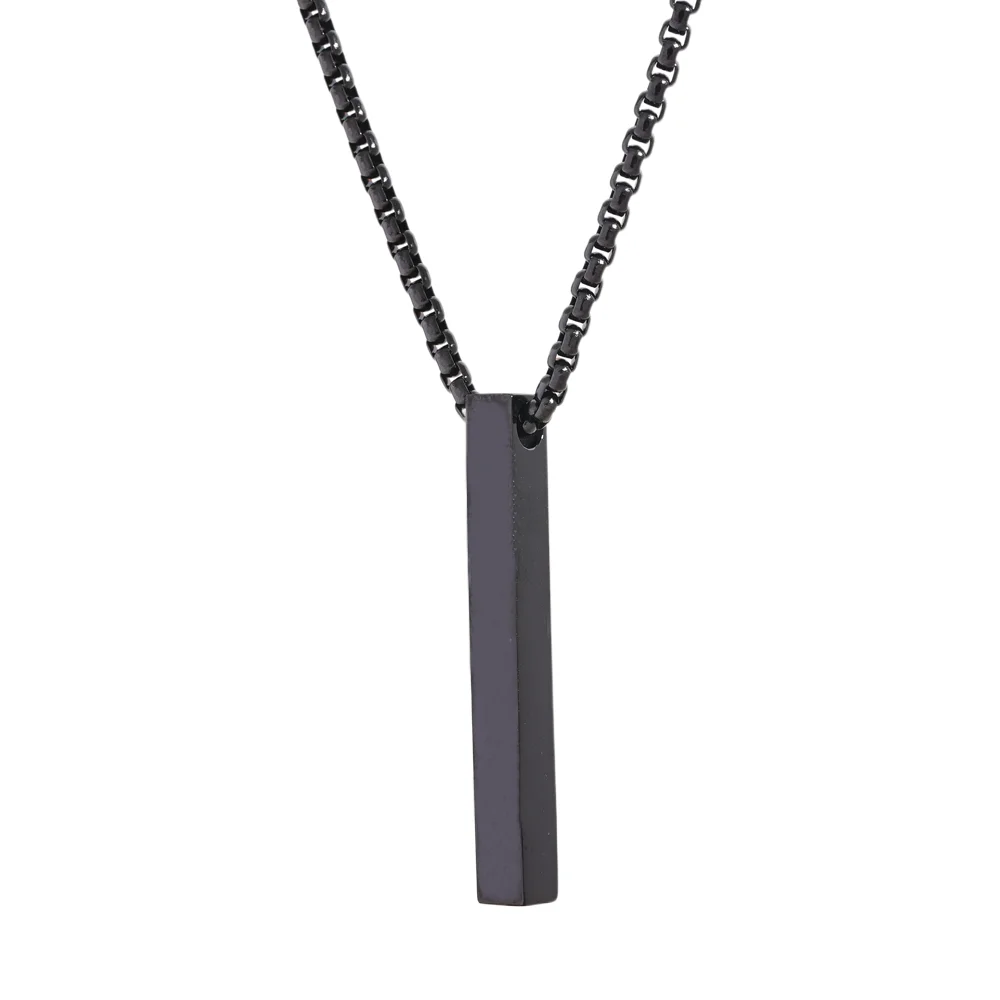 Yhpup-Colar com pingente de aço inoxidável impermeável masculino, joia clássica punk minimalista, prata dourada e cor preta, colar quadrado longo, diário