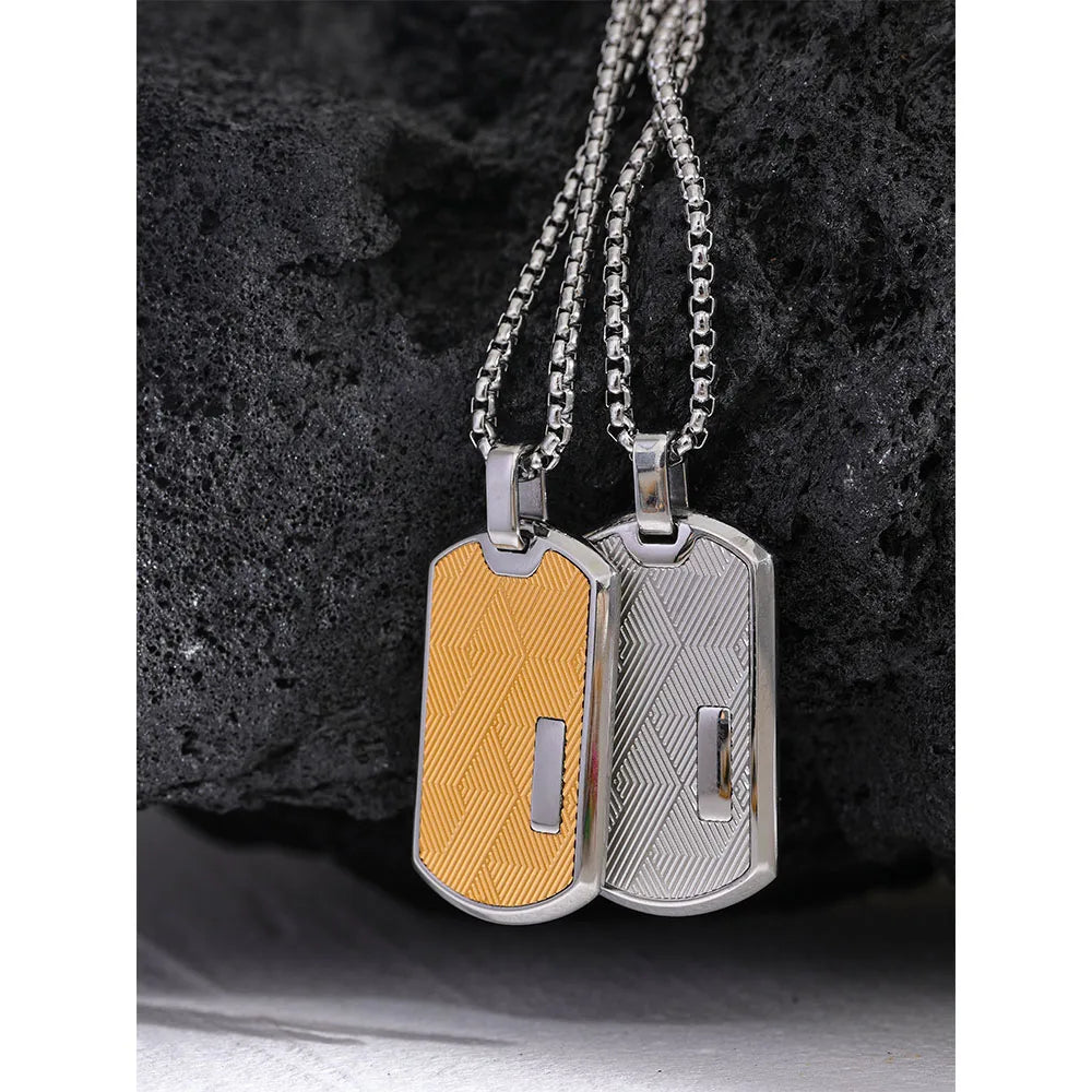 Yhpup-Colar com pingente quadrado de aço inoxidável, joias masculinas para camisas, camisola, cor dourada e prata, alta qualidade, presente
